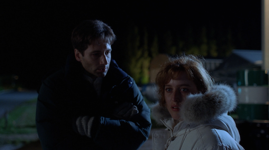Mulder and Scully are disheveled and tired.