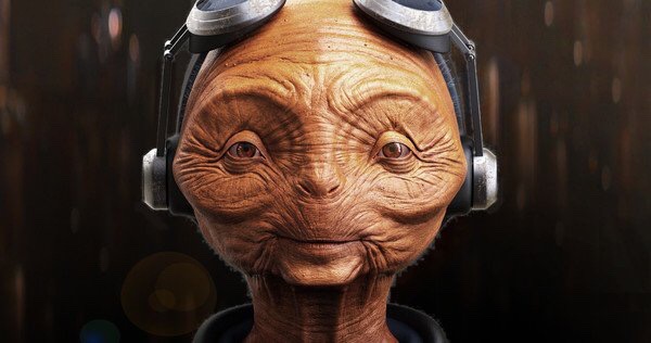 An up close portrait of Maz's face is shown.